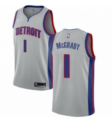 Mens Nike Detroit Pistons 1 Tracy McGrady Swingman Silver NBA Jersey Statement Edition Mens Nike Detroit Pistons 1 Tracy McGrady Swingman Silver NBA Jersey Statement Edition