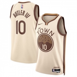 Men Golden State Warriors 10 Jimmy Butler III Tan 2025 26 City Edition Stitched Basketball Jersey