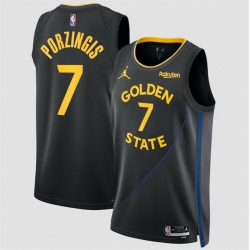 Men Golden State Warriors  7 Kristaps Porzingis Black 2026 Statement Edition Stitched Basketball Jersey