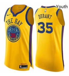Youth Nike Golden State Warriors 35 Kevin Durant Swingman Gold NBA Jersey City Edition Youth Nike Golden State Warriors 35 Kevin Durant Swingman Gold NBA Jersey City Edition