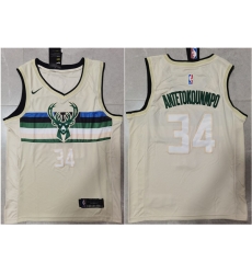 Men Milwaukee Bucks 34 Giannis Antetokounmpo Cream Stitched Jersey Men Milwaukee Bucks 34 Giannis Antetokounmpo Cream Stitched Jersey