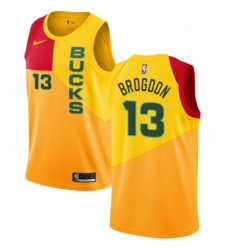 Mens Nike Milwaukee Bucks 13 Malcolm Brogdon Swingman Yellow NBA Jersey City Edition Mens Nike Milwaukee Bucks 13 Malcolm Brogdon Swingman Yellow NBA Jersey City Edition