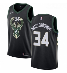 Mens Nike Milwaukee Bucks 34 Giannis Antetokounmpo Swingman Black Alternate NBA Jersey Statement Edition Mens Nike Milwaukee Bucks 34 Giannis Antetokounmpo Swingman Black Alternate NBA Jersey Statement Edition