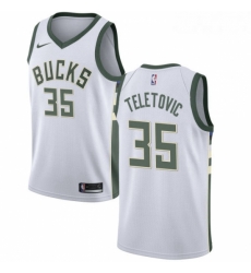 Mens Nike Milwaukee Bucks 35 Mirza Teletovic Authentic White Home NBA Jersey Association Edition Mens Nike Milwaukee Bucks 35 Mirza Teletovic Authentic White Home NBA Jersey Association Edition