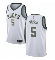 Mens Nike Milwaukee Bucks 5 D J Wilson Swingman White Home NBA Jersey Association Edition Mens Nike Milwaukee Bucks 5 D J Wilson Swingman White Home NBA Jersey Association Edition
