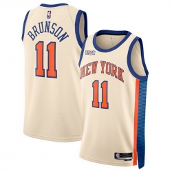 Men New Yok Knicks  11 Jalen Brunson Cream 2025 26 City Edition Stitched Basketball Jersey
