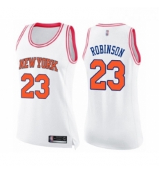 Womens New York Knicks 23 Mitchell Robinson Swingman White Pink Fashion Basketball Jersey Womens New York Knicks 23 Mitchell Robinson Swingman White Pink Fashion Basketball Jersey
