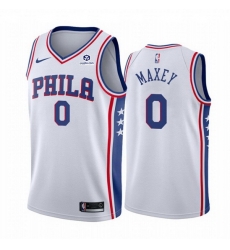 Men Philadelphia 76ers 0 Tyrese Maxey White Association Edition Stitched Jersey Men Philadelphia 76ers 0 Tyrese Maxey White Association Edition Stitched Jersey