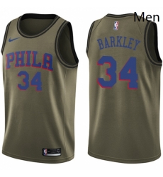 Mens Nike Philadelphia 76ers 34 Charles Barkley Swingman Green Salute to Service NBA Jersey Mens Nike Philadelphia 76ers 34 Charles Barkley Swingman Green Salute to Service NBA Jersey