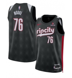Men Portland Trail Blazers 76 Taze Moore Black 2024 25 City Edition Edition Stitched Basketball Jersey Men Portland Trail Blazers 76 Taze Moore Black 2024 25 City Edition Edition Stitched Basketball Jersey