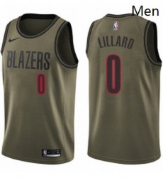 Mens Nike Portland Trail Blazers 0 Damian Lillard Swingman Green Salute to Service NBA Jersey Mens Nike Portland Trail Blazers 0 Damian Lillard Swingman Green Salute to Service NBA Jersey