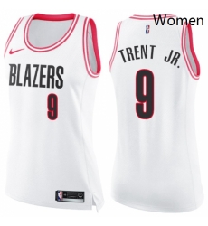 Womens Nike Portland Trail Blazers 9 Gary Trent Jr Swingman White Pink Fashion NBA Jersey Womens Nike Portland Trail Blazers 9 Gary Trent Jr Swingman White Pink Fashion NBA Jersey
