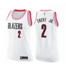 Womens Portland Trail Blazers 2 Gary Trent Jr Swingman White Pink Fashion Basketball Jersey Womens Portland Trail Blazers 2 Gary Trent Jr Swingman White Pink Fashion Basketball Jersey
