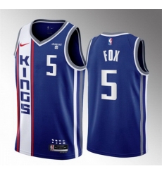 Men Sacramento Kings 5 De'Aaron Fox Blue 2023 24 City Edition Stitched Basketball Jersey 445 Men Sacramento Kings 5 De'Aaron Fox Blue 2023 24 City Edition Stitched Basketball Jersey 445