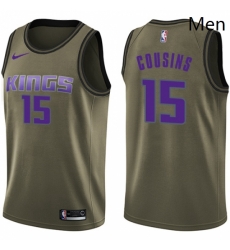 Mens Nike Sacramento Kings 15 DeMarcus Cousins Swingman Green Salute to Service NBA Jersey Mens Nike Sacramento Kings 15 DeMarcus Cousins Swingman Green Salute to Service NBA Jersey