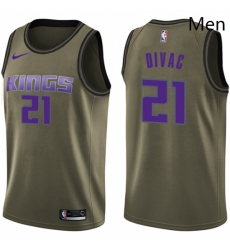 Mens Nike Sacramento Kings 21 Vlade Divac Swingman Green Salute to Service NBA Jersey Mens Nike Sacramento Kings 21 Vlade Divac Swingman Green Salute to Service NBA Jersey