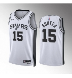 Men San Antonio Spurs 15 Jamaree Bouyea White Association Edition Stitched Basketball Jersey Men San Antonio Spurs 15 Jamaree Bouyea White Association Edition Stitched Basketball Jersey