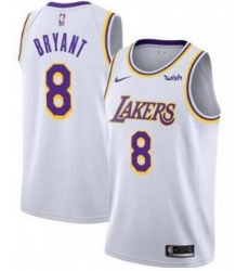 Men Lakers 8 Kobe Bryant White Nike Swingman Sponsor Logo Jersey Men Lakers 8 Kobe Bryant White Nike Swingman Sponsor Logo Jersey
