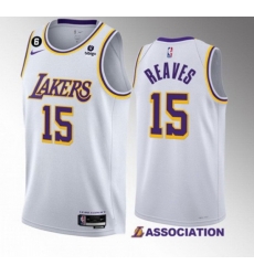 Men Los Angeles Lakers 15 Austin Reaves White Association Edition With NO 6 Patch Stitched Basketball Jersey 001 Men Los Angeles Lakers 15 Austin Reaves White Association Edition With NO 6 Patch Stitched Basketball Jersey 001