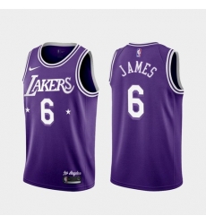 Men Los Angeles Lakers LeBron James #6 Jersey Purple City 2021-22 Men Los Angeles Lakers LeBron James #6 Jersey Purple City 2021-22