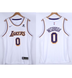 Men Los Angeles Lakers Russell Westbrook 0 White 75th Anniversary White Nike Stitched Jersey Men Los Angeles Lakers Russell Westbrook 0 White 75th Anniversary White Nike Stitched Jersey