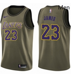 Mens Nike Los Angeles Lakers 23 LeBron James Swingman Green Salute to Service NBA Jersey Mens Nike Los Angeles Lakers 23 LeBron James Swingman Green Salute to Service NBA Jersey