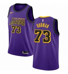 Mens Nike Los Angeles Lakers 73 Dennis Rodman Swingman Purple NBA Jersey City Edition Mens Nike Los Angeles Lakers 73 Dennis Rodman Swingman Purple NBA Jersey City Edition