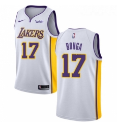 Womens Nike Los Angeles Lakers 17 Isaac Bonga Swingman White NBA Jersey Association Edition 