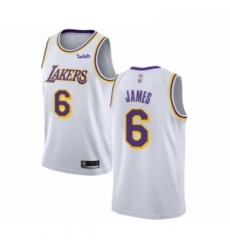Youth Los Angeles Lakers 6 LeBron James Swingman White Basketball Jersey Association Edition Youth Los Angeles Lakers 6 LeBron James Swingman White Basketball Jersey Association Edition