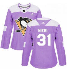 Womens Adidas Pittsburgh Penguins 31 Antti Niemi Authentic Purple Fights Cancer Practice NHL Jersey Womens Adidas Pittsburgh Penguins 31 Antti Niemi Authentic Purple Fights Cancer Practice NHL Jersey