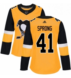 Womens Adidas Pittsburgh Penguins 41 Daniel Sprong Authentic Gold Alternate NHL Jersey Womens Adidas Pittsburgh Penguins 41 Daniel Sprong Authentic Gold Alternate NHL Jersey