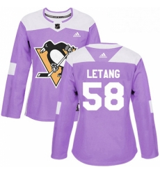 Womens Adidas Pittsburgh Penguins 58 Kris Letang Authentic Purple Fights Cancer Practice NHL Jersey Womens Adidas Pittsburgh Penguins 58 Kris Letang Authentic Purple Fights Cancer Practice NHL Jersey