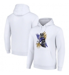 Men Starter White Baltimore Ravens Player X Fleece Pullover Hoodie Men Starter White Baltimore Ravens Player X Fleece Pullover Hoodie
