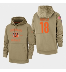 Mens Cincinnati Bengals 18 AJ Green 2019 Salute to Service Sideline Therma Pullover Hoodie Tan Mens Cincinnati Bengals 18 AJ Green 2019 Salute to Service Sideline Therma Pullover Hoodie Tan