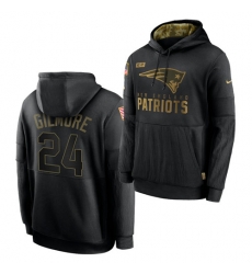Men New England Patriots 24 Stephon Gilmore 2020 Salute To Service Black Sideline Performance Pullover Hoodie Men New England Patriots 24 Stephon Gilmore 2020 Salute To Service Black Sideline Performance Pullover Hoodie