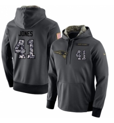 NFL Nike New England Patriots 41 Cyrus Jones Stitched Black Anthracite Salute to Service Player Performance Hoodie NFL Nike New England Patriots 41 Cyrus Jones Stitched Black Anthracite Salute to Service Player Performance Hoodie