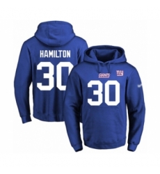 Football Mens New York Giants 30 Antonio Hamilton Royal Blue Name Number Pullover Hoodie Football Mens New York Giants 30 Antonio Hamilton Royal Blue Name Number Pullover Hoodie
