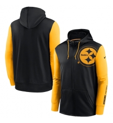 Men Pittsburgh Steelers Black Gold Fan Gear Mascot Performance Full Zip Hoodie Men Pittsburgh Steelers Black Gold Fan Gear Mascot Performance Full Zip Hoodie