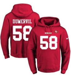 NFL Mens Nike San Francisco 49ers 58 Elvis Dumervil Red Name Number Pullover Hoodie NFL Mens Nike San Francisco 49ers 58 Elvis Dumervil Red Name Number Pullover Hoodie
