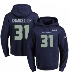 NFL Mens Nike Seattle Seahawks 31 Kam Chancellor Navy Blue Name Number Pullover Hoodie
