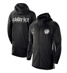 Men Nike Washington Wizards Heathered Black Authentic Showtime Therma Flex Performance Full Zip Hoodie