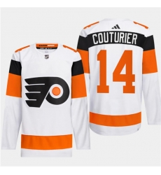 Men's Philadelphia Flyers #14 Sean Couturier White 2024 Stadium Series Stitched Jersey Men's Philadelphia Flyers #14 Sean Couturier White 2024 Stadium Series Stitched Jersey