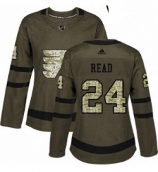 Womens Adidas Philadelphia Flyers 24 Matt Read Authentic Green Salute to Service NHL Jersey 