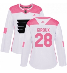 Womens Adidas Philadelphia Flyers 28 Claude Giroux Authentic WhitePink Fashion NHL Jersey Womens Adidas Philadelphia Flyers 28 Claude Giroux Authentic WhitePink Fashion NHL Jersey