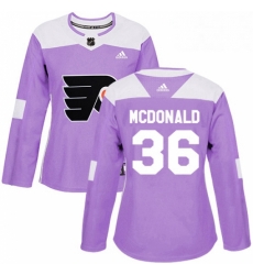 Womens Adidas Philadelphia Flyers 36 Colin McDonald Authentic Purple Fights Cancer Practice NHL Jersey Womens Adidas Philadelphia Flyers 36 Colin McDonald Authentic Purple Fights Cancer Practice NHL Jersey