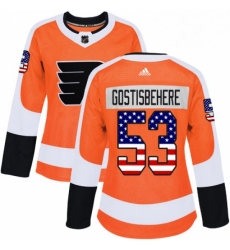 Womens Adidas Philadelphia Flyers 53 Shayne Gostisbehere Authentic Orange USA Flag Fashion NHL Jersey Womens Adidas Philadelphia Flyers 53 Shayne Gostisbehere Authentic Orange USA Flag Fashion NHL Jersey