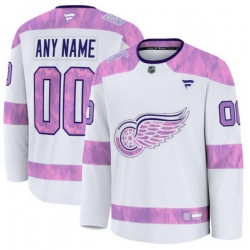 Men Women Youth Detroit Red Wings Fanatics 2024 Hockey Fights Cancer Custom Practice Jersey White