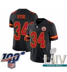 2020 Super Bowl LIV Youth Kansas City Chiefs #34 Carlos Hyde Limited Black Rush Vapor Untouchable Football Jersey 2020 Super Bowl LIV Youth Kansas City Chiefs #34 Carlos Hyde Limited Black Rush Vapor Untouchable Football Jersey
