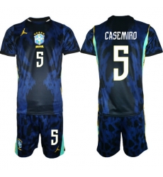 Youth Brazil 2026 FIFA World Cup Blue Away Soccer Jersey CASEMIRO #5 Youth Brazil 2026 FIFA World Cup Blue Away Soccer Jersey CASEMIRO #5