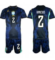 Youth Brazil 2026 FIFA World Cup Blue Away Soccer Jersey VINICIUS #2 Youth Brazil 2026 FIFA World Cup Blue Away Soccer Jersey VINICIUS #2